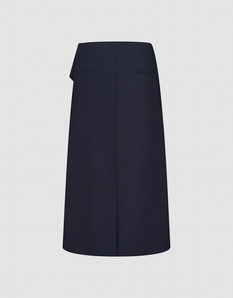 Blue Women's Urban Revivo Midi Straight Skirts | OWM4630EM