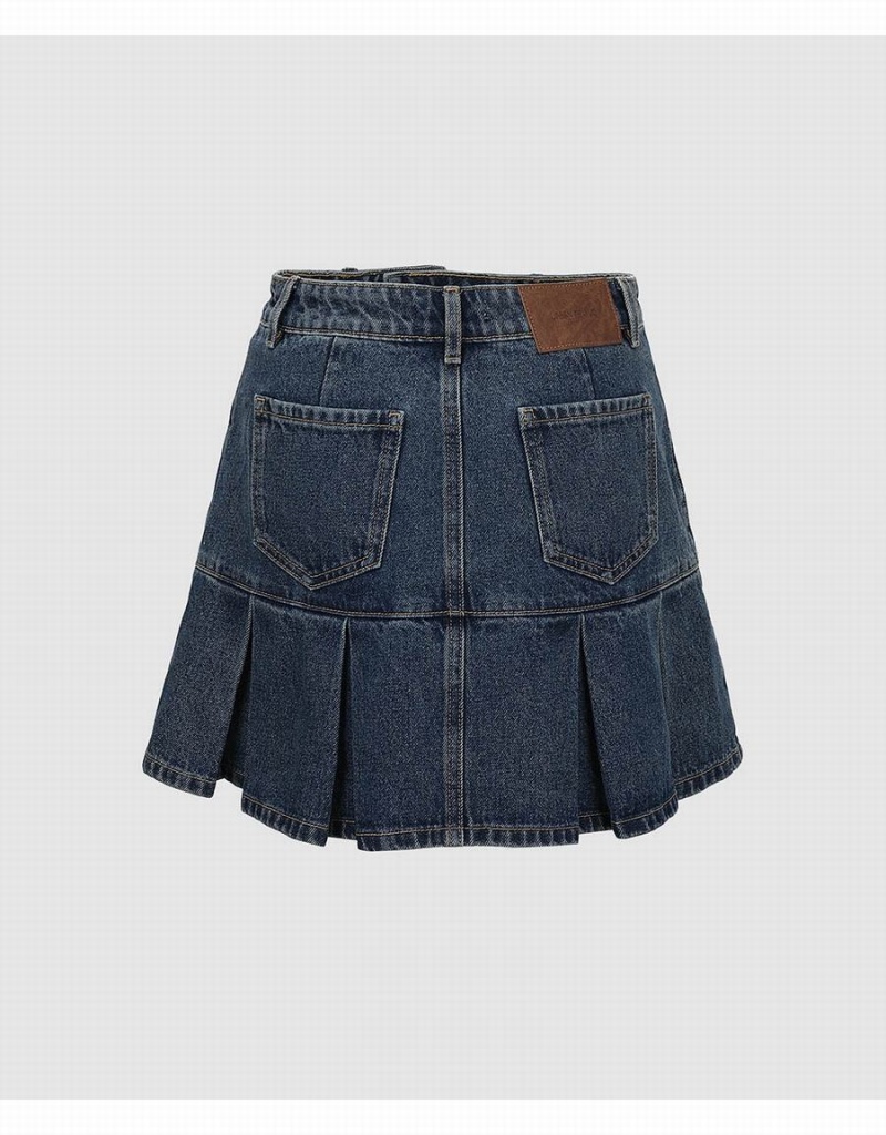 Blue Women's Urban Revivo Mini A-Line Denim Skirts | IGC8376UJ