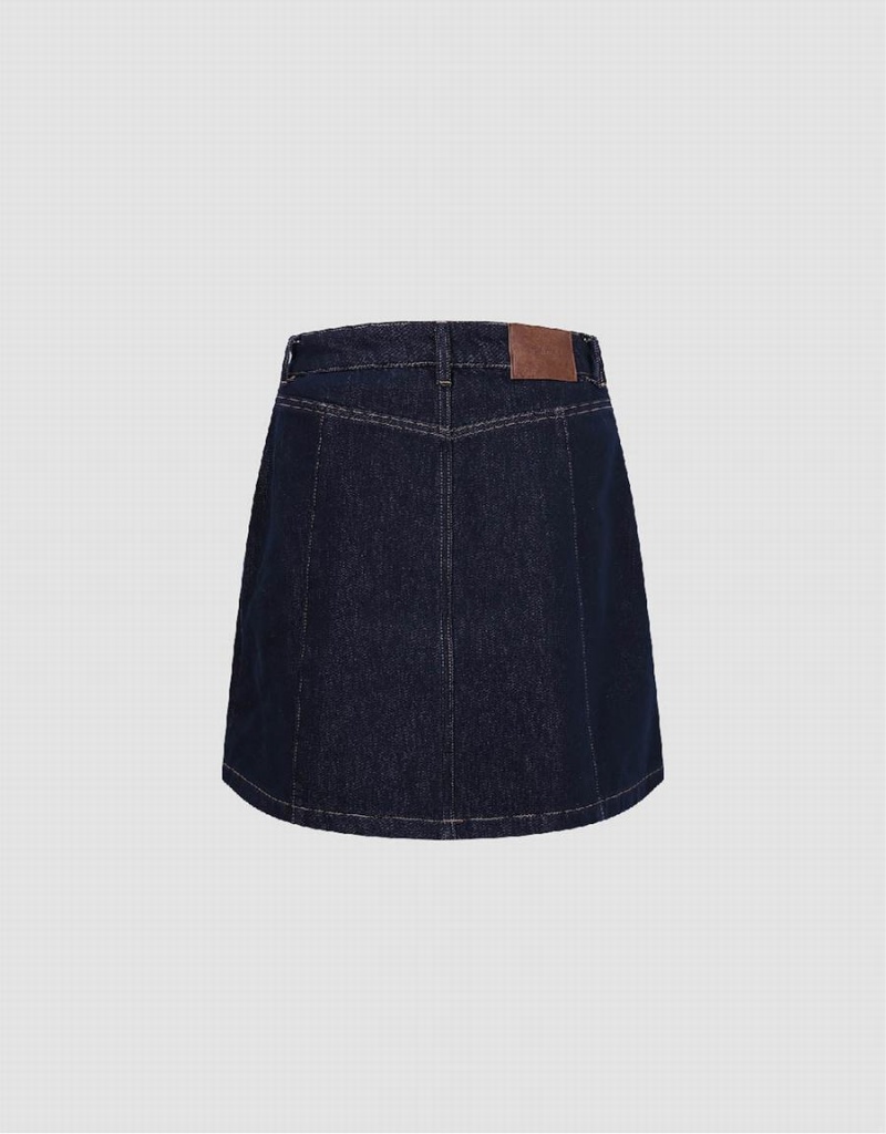 Blue Women's Urban Revivo Mini A-Line Denim Skirts | MAT6478XU