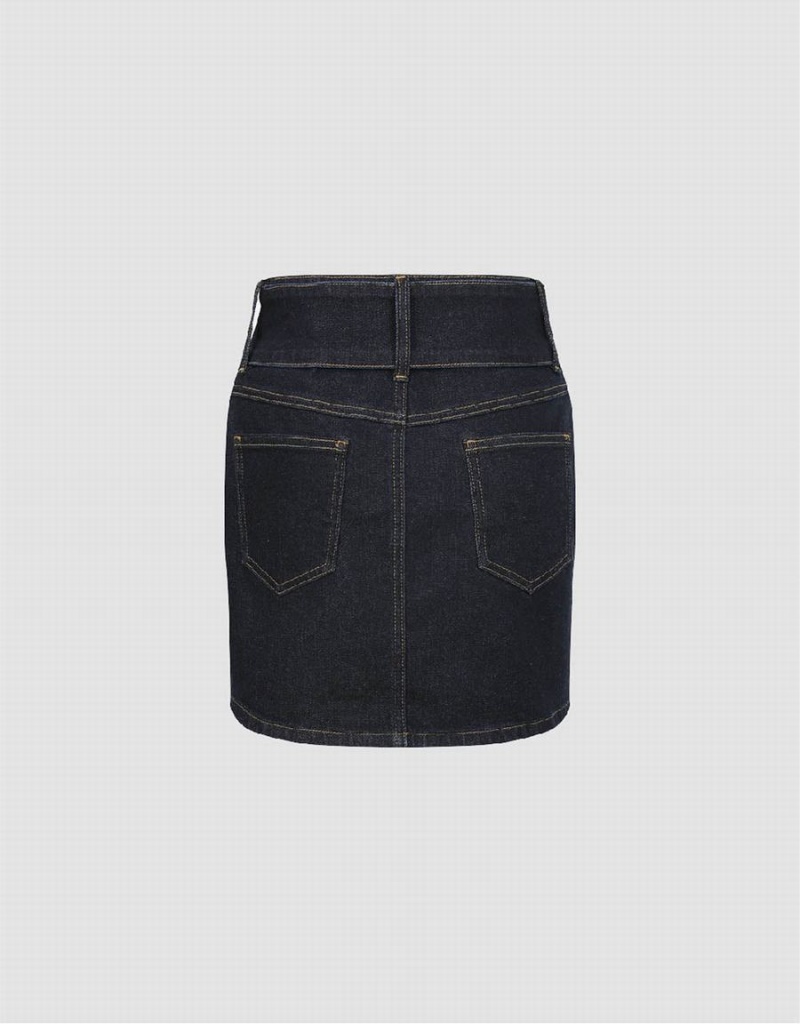 Blue Women's Urban Revivo Mini Skinny Denim Skirts | JGZ8147CG