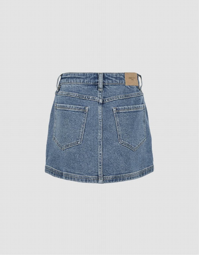 Blue Women's Urban Revivo Mini Straight Denim Skirts | IZI9125QW