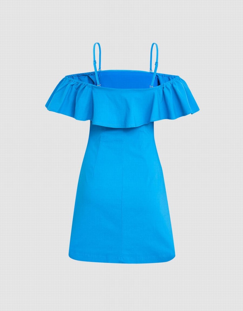 Blue Women's Urban Revivo Overlay Cami Dress | RHD4988PW