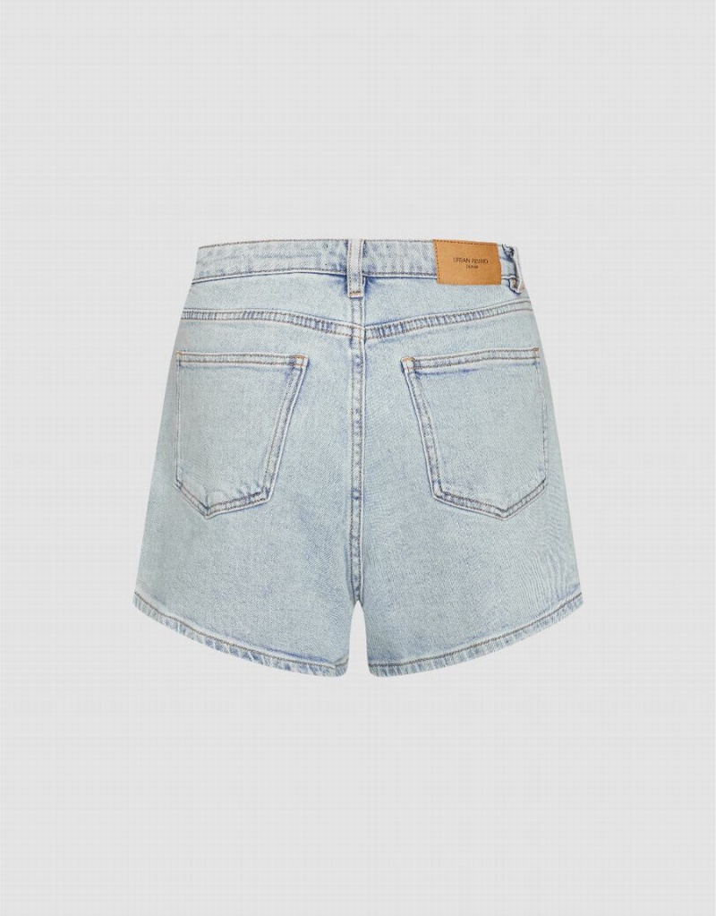 Blue Women's Urban Revivo Regular Denim Shorts | YOI2048AZ