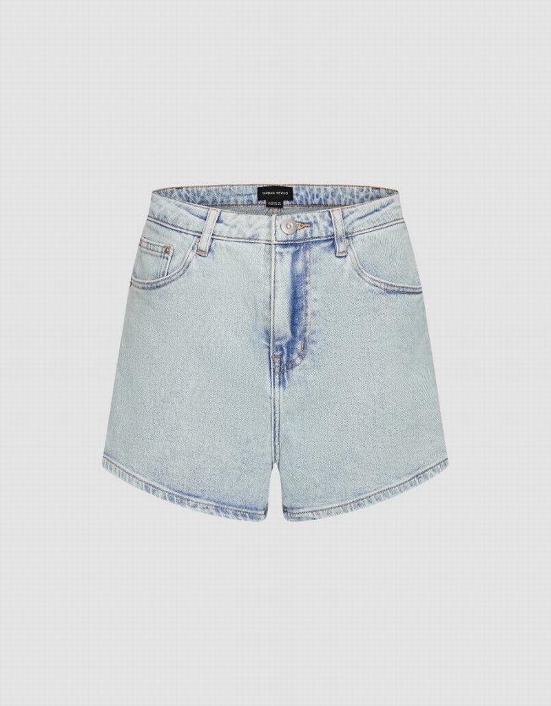 Blue Women\'s Urban Revivo Regular Denim Shorts | YOI2048AZ