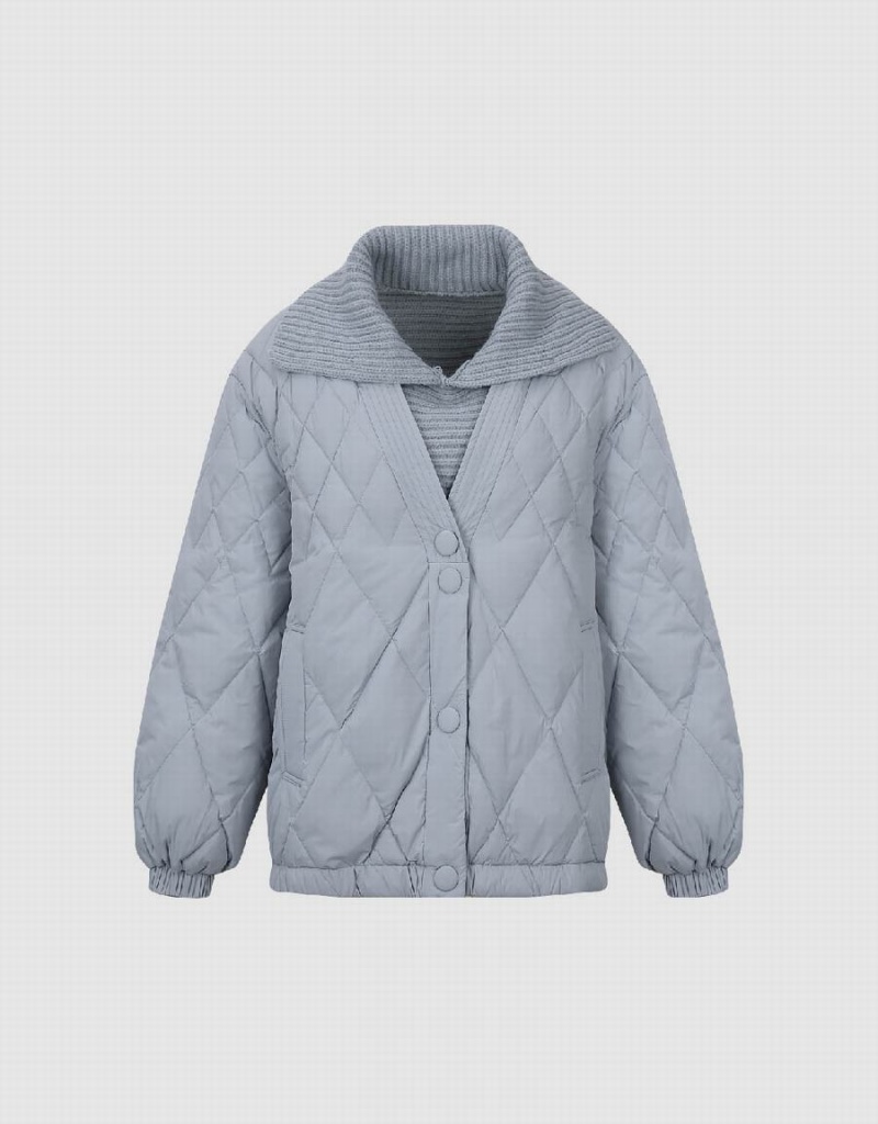 Blue Women's Urban Revivo Straight Down Jackets | KIO4310LJ