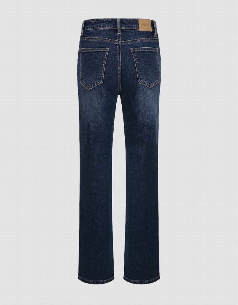 Blue Women's Urban Revivo Straight Jeans | VMH8369RU