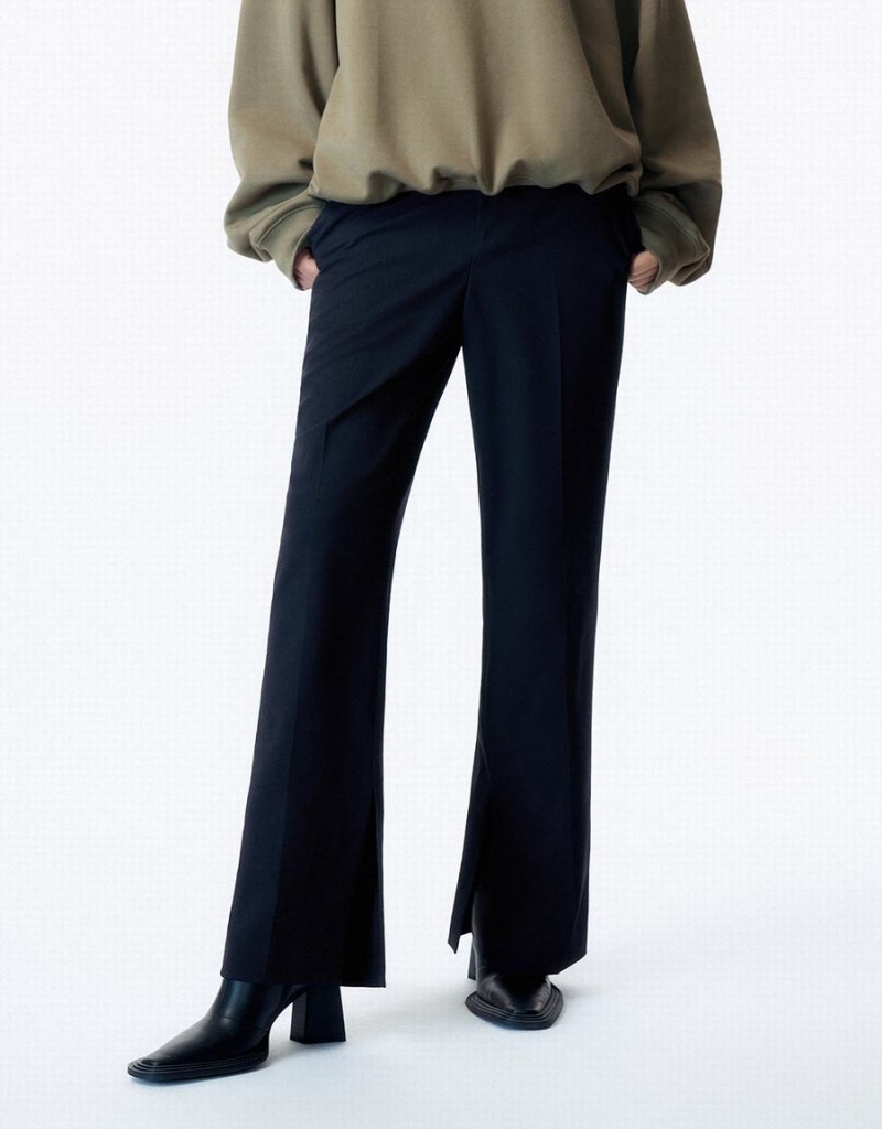 Blue Women's Urban Revivo Straight Pants | RWK1045WC