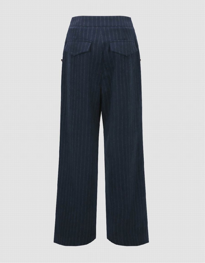 Blue Women's Urban Revivo Striped Wide-Leg Pants | WST9045GG