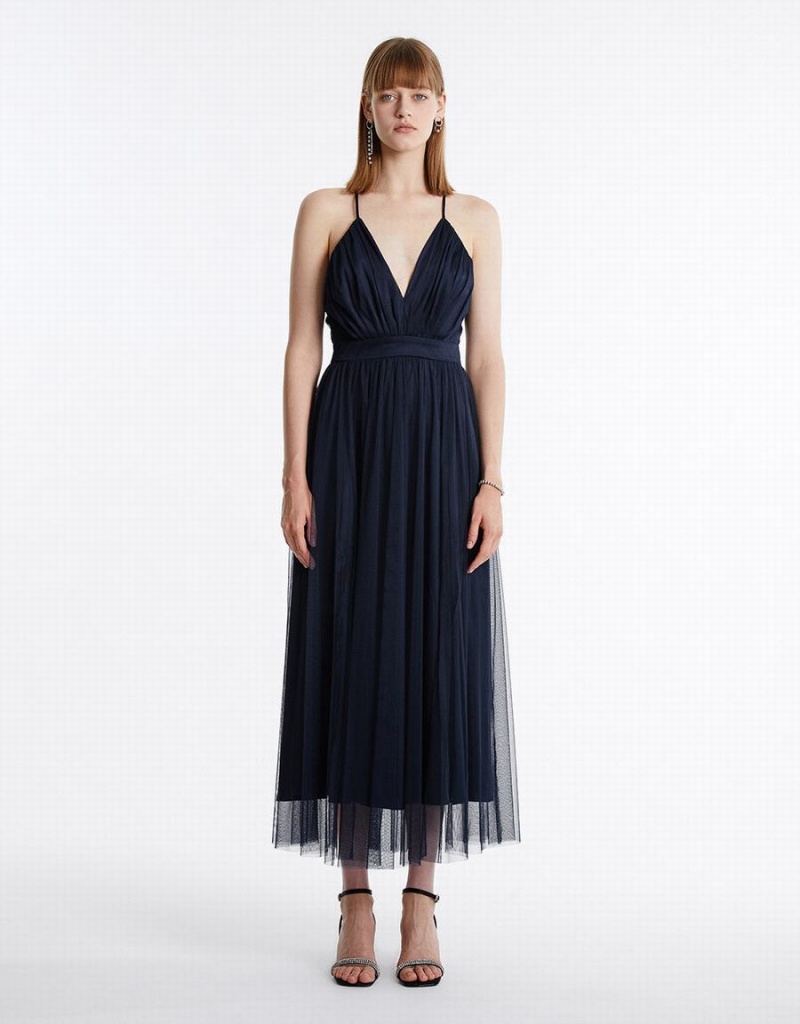 Blue Women\'s Urban Revivo Tulle Maxi Dress | LCN5128GM