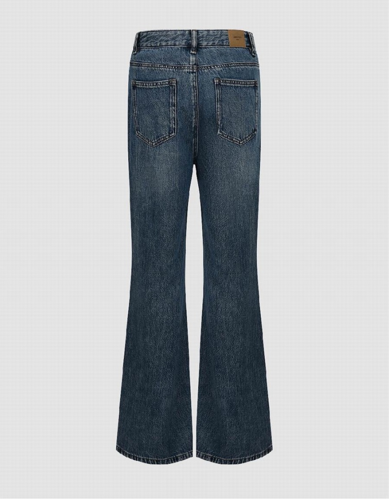 Blue Women's Urban Revivo Wide-Leg Jeans | UEO2043KZ