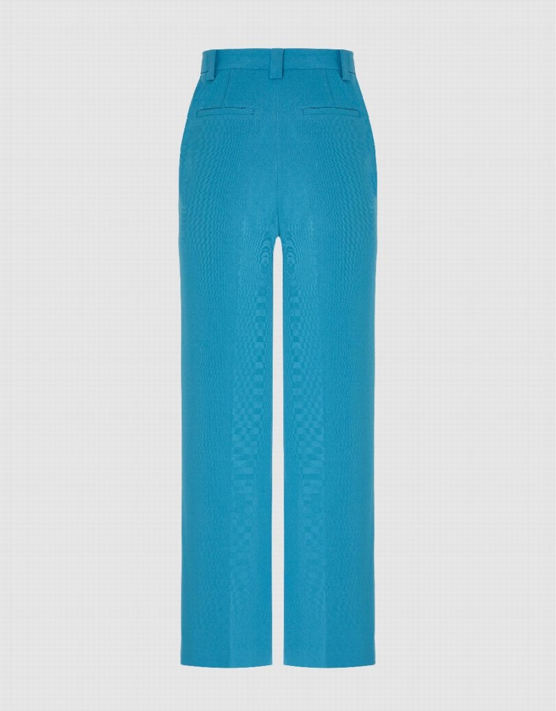 Blue Women's Urban Revivo Wide-Leg Pants | OZX3812DB