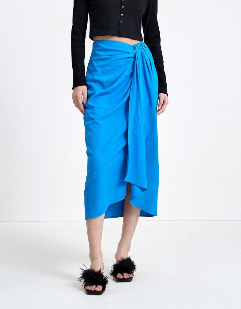 Blue Women's Urban Revivo Wrapped Style Skirts | GNJ2352XM