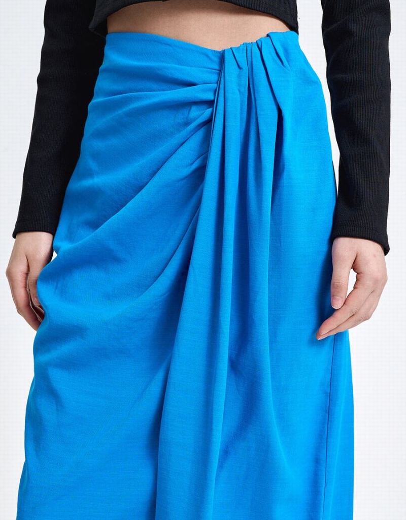 Blue Women's Urban Revivo Wrapped Style Skirts | GNJ2352XM