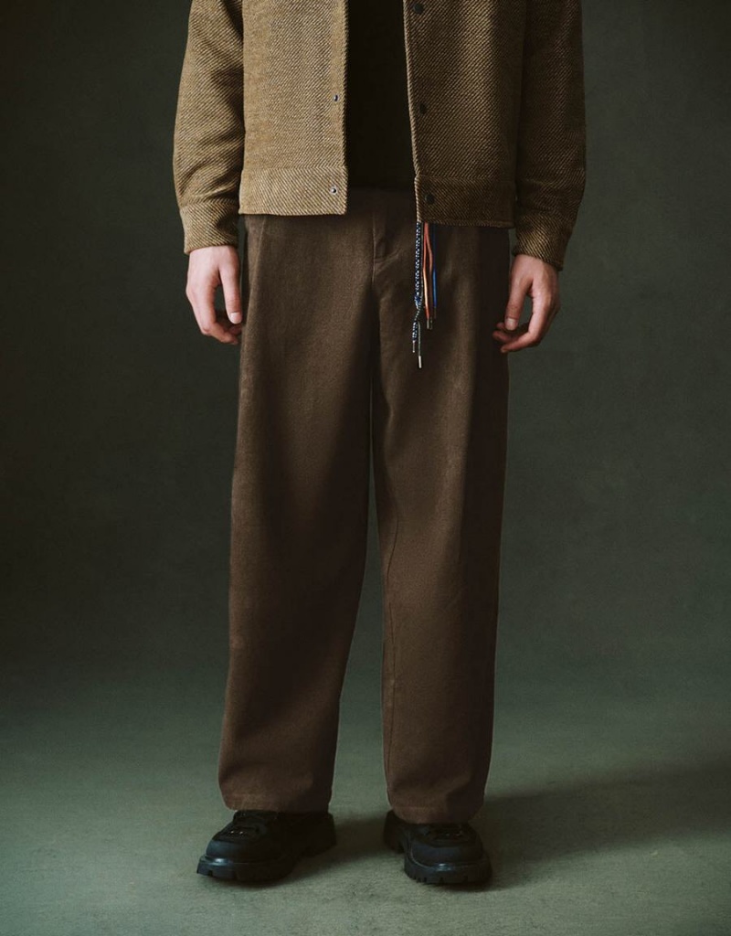 Brown Men's Urban Revivo Wide-Leg With Rope Pants | UWJ3119QX