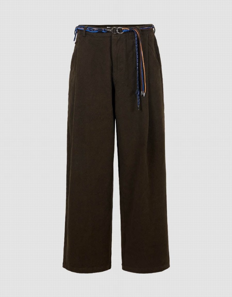 Brown Men\'s Urban Revivo Wide-Leg With Rope Pants | UWJ3119QX