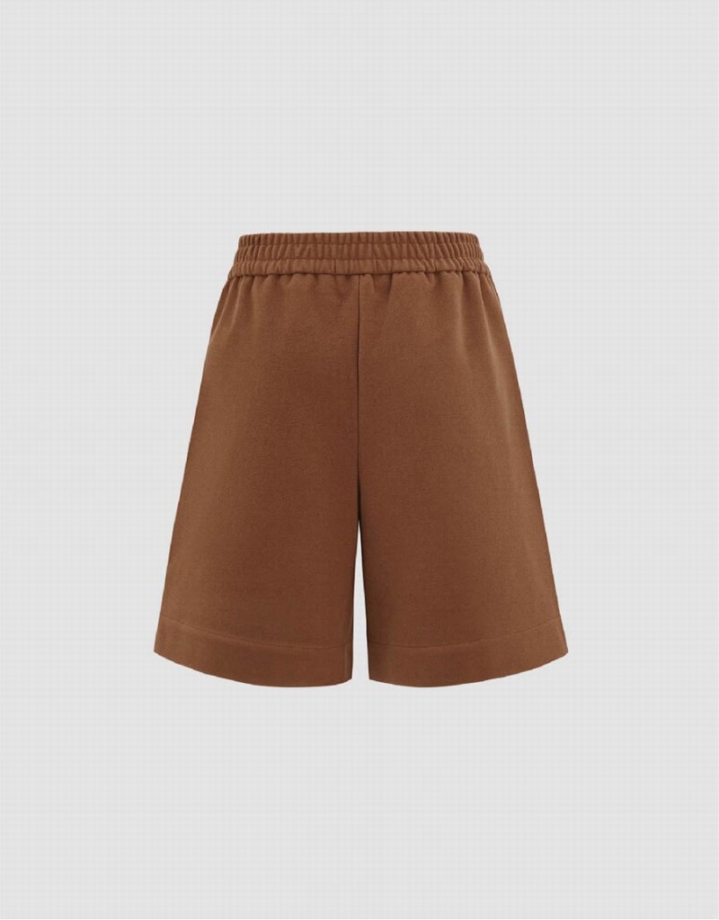 Brown Women's Urban Revivo Elastic Waist Knitted Shorts | ZAV3770KC