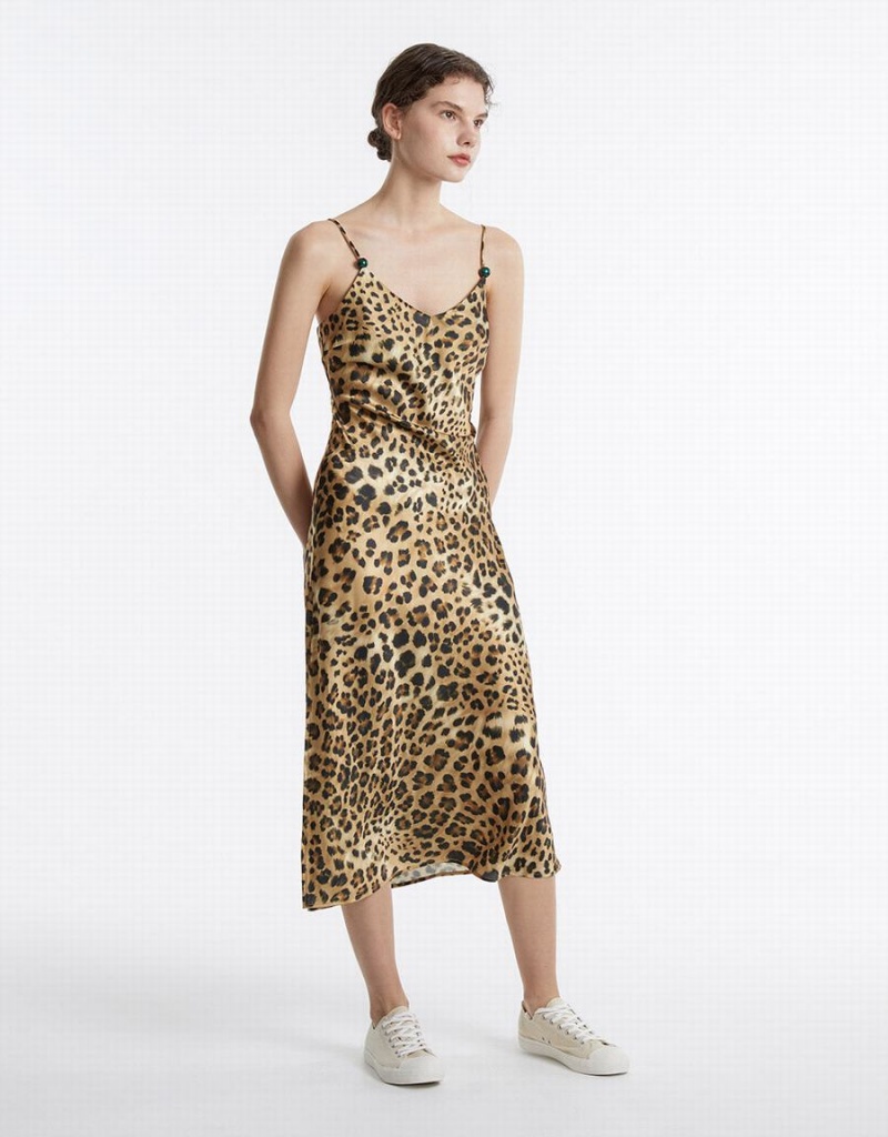 Brown Women's Urban Revivo Leopard Print Dress | SRN6365YD