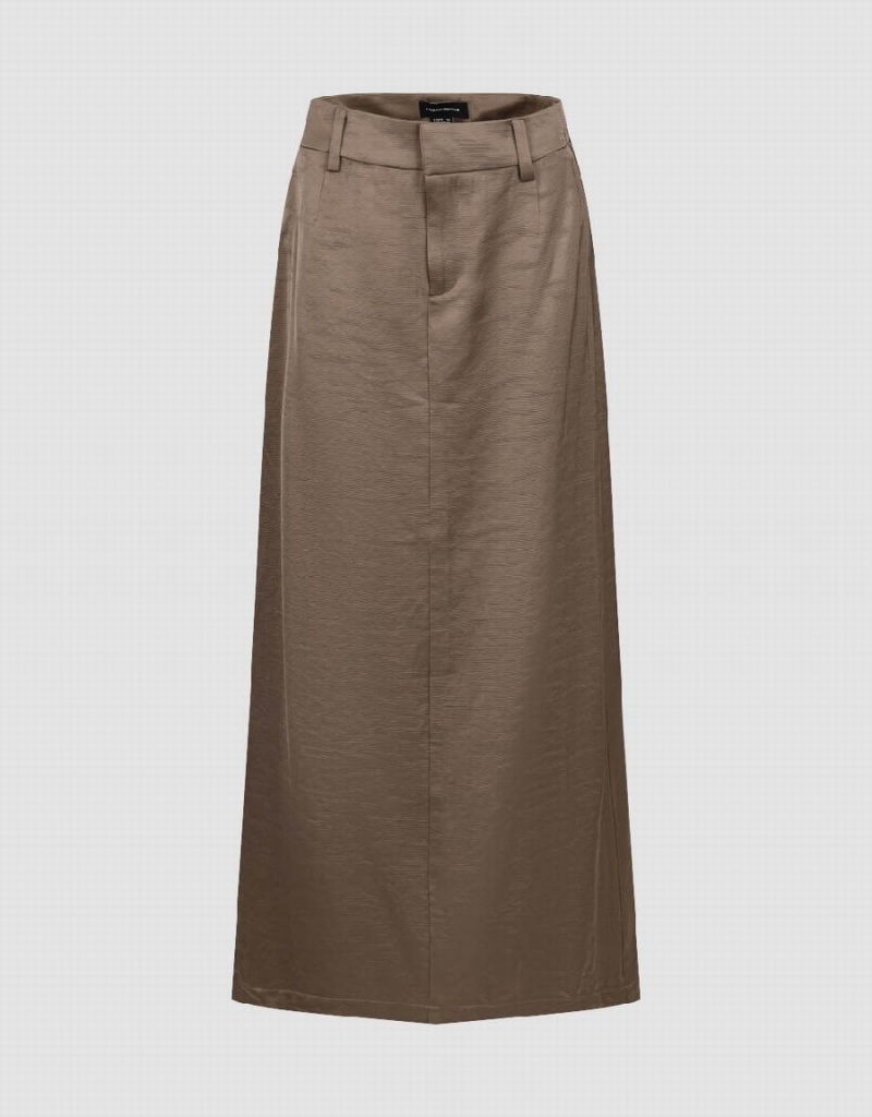 Brown Women\'s Urban Revivo Midi Straight Skirts | UNU10016TZ