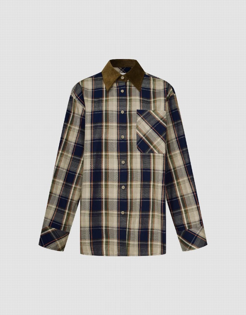 Brown Women's Urban Revivo Plaid A-Line Shirts | BXY14100TI