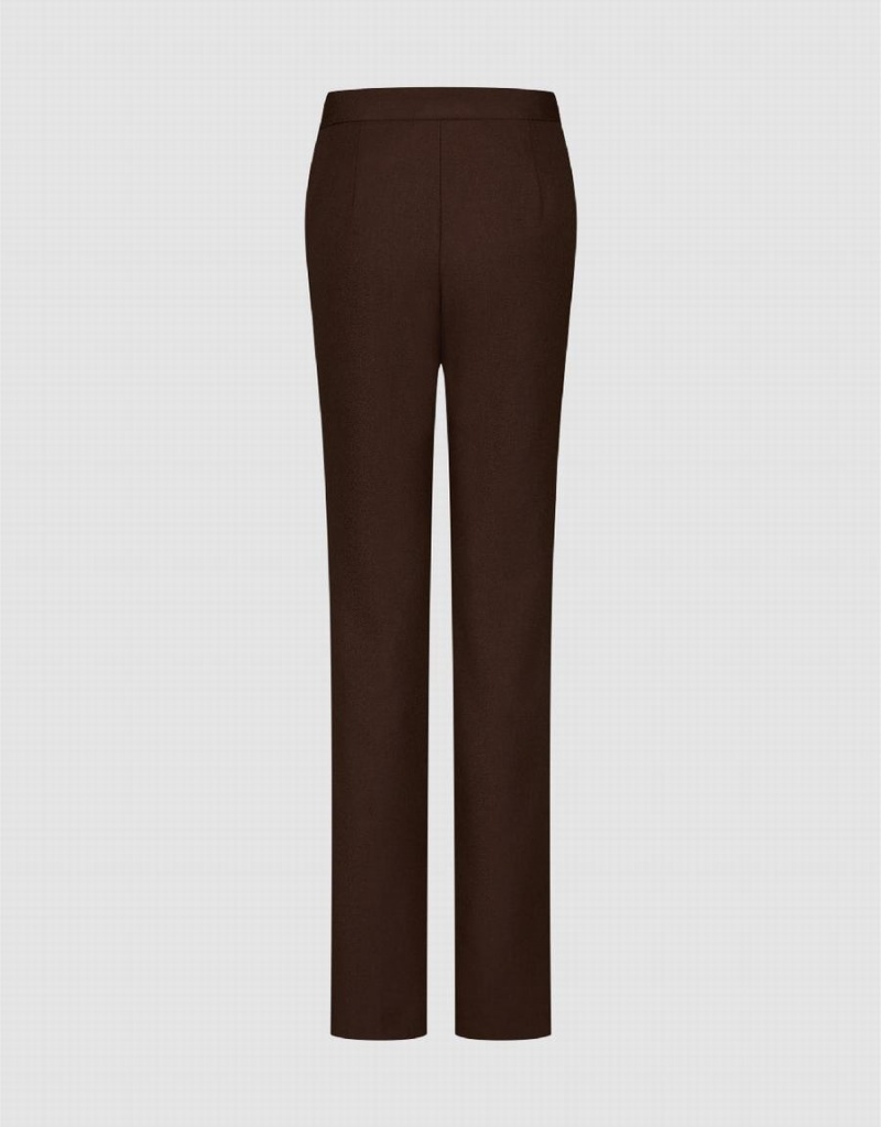 Brown Women's Urban Revivo Skinny Straight Pants | HIU1230VT