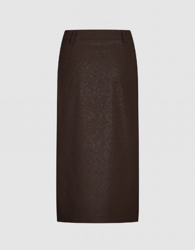 Brown Women\'s Urban Revivo Split Hem Straight Skirts | VHF3696PU