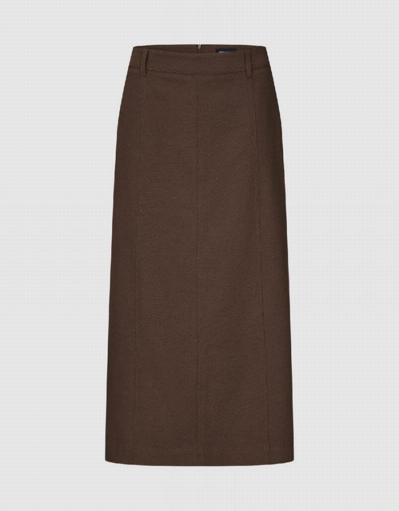 Brown Women\'s Urban Revivo Split Hem Straight Skirts | DFK613RU