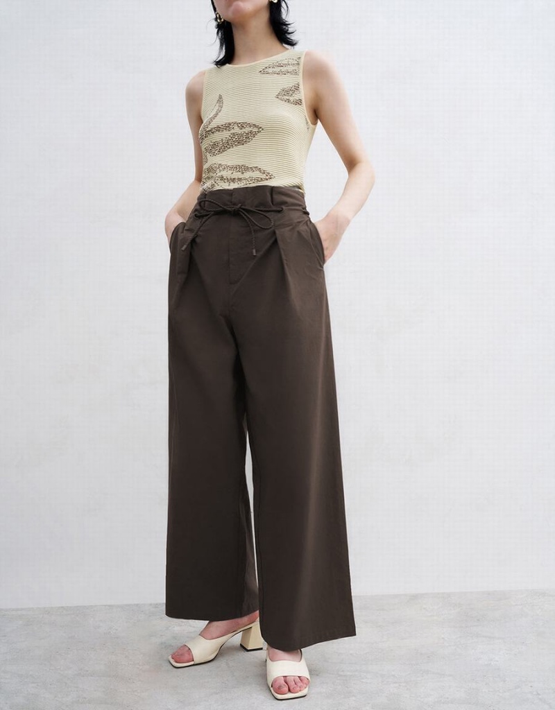 Brown Women's Urban Revivo Straight Pants | JAV1552AV