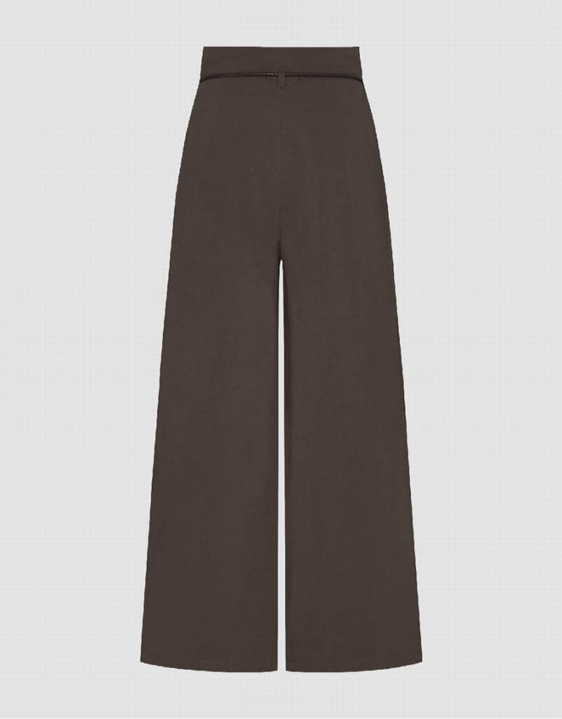 Brown Women's Urban Revivo Straight Pants | JAV1552AV