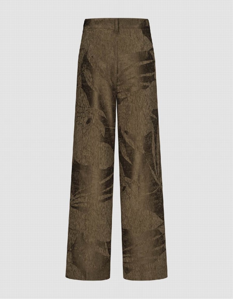 Brown Women's Urban Revivo Textured Wide-Leg Pants | NCJ3160UZ