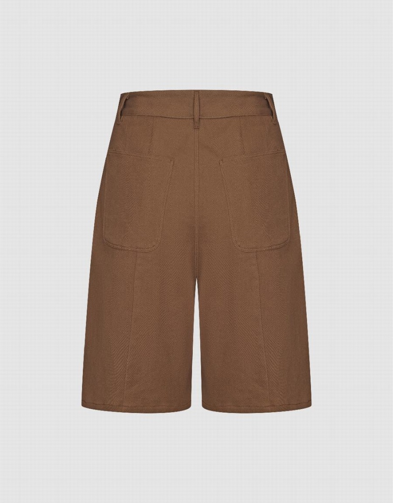 Brown Women's Urban Revivo Urban Regular Shorts | KLG93100QU