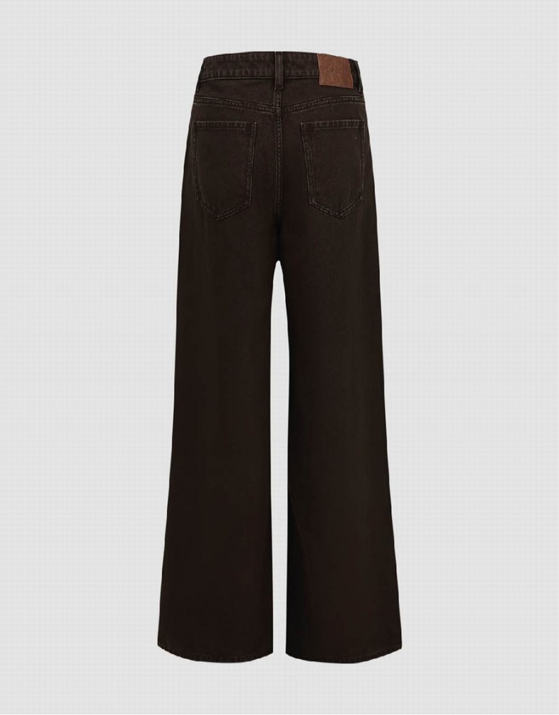 Brown Women's Urban Revivo Wide-Leg Jeans | EKZ7284AV