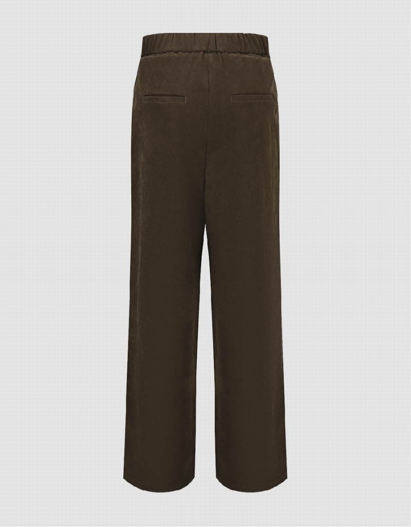 Brown Women's Urban Revivo Wide-Leg Pants | FGI697HS