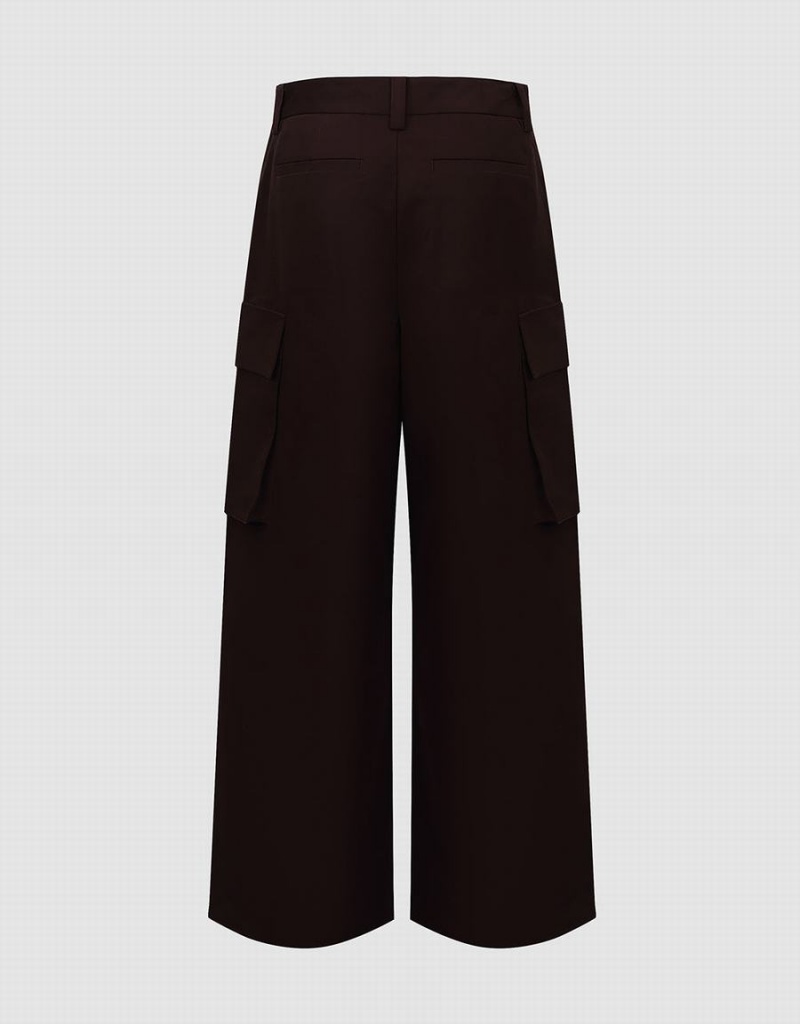 Brown Women's Urban Revivo Wide-Leg Pants | QAG9535XM