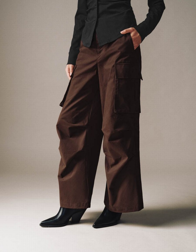 Brown Women's Urban Revivo Wide-Leg Pants | QAG9535XM