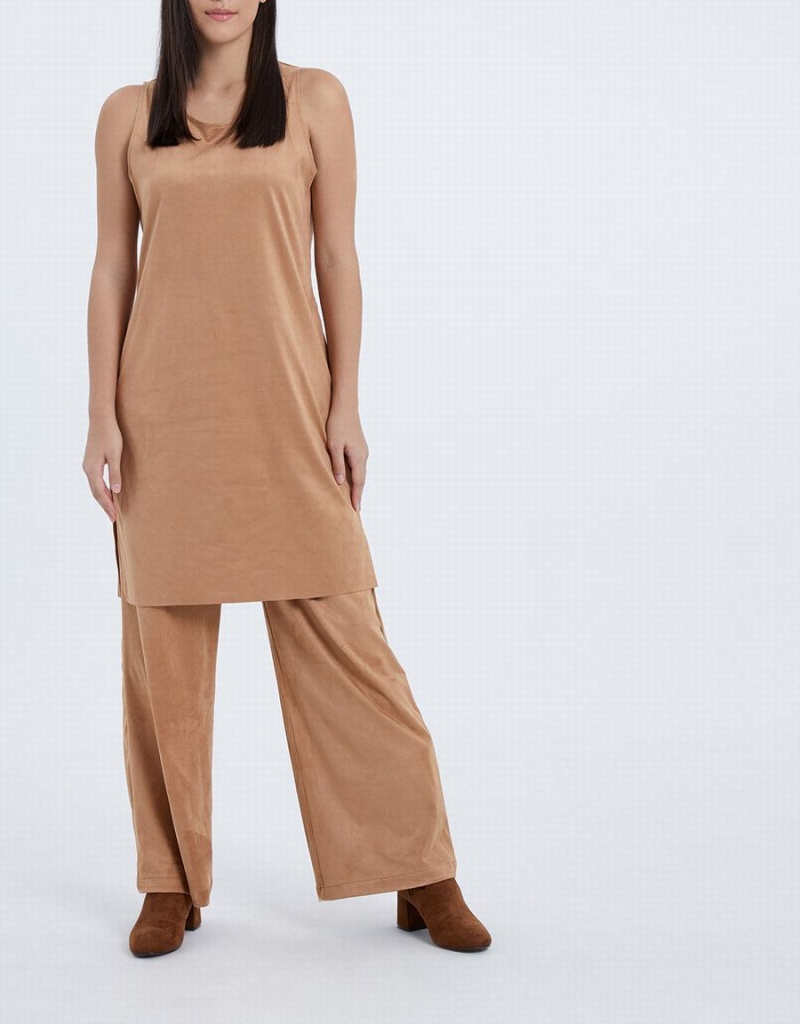 Brown Women's Urban Revivo Woven Long Wide-Leg Pants | BKS3257YX