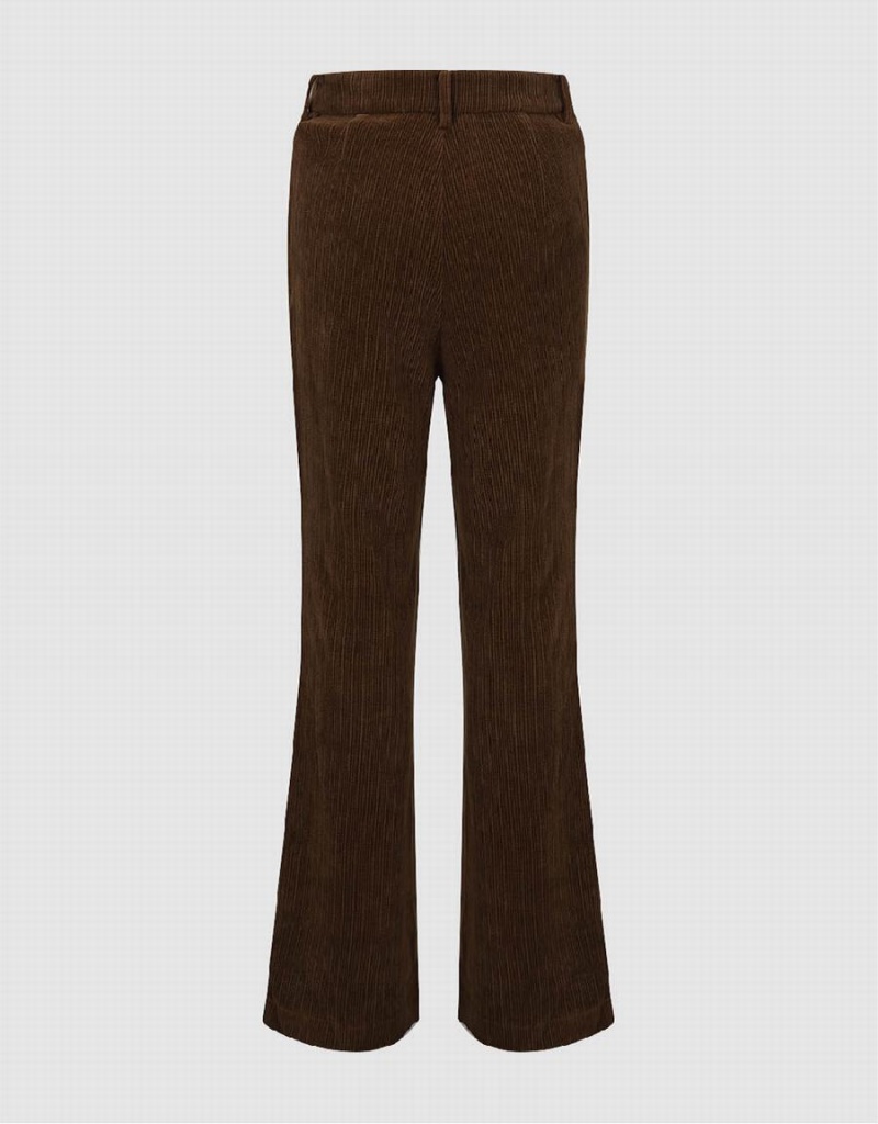 Dark Brown Women's Urban Revivo Knitted Flare Pants | DMB8698MC