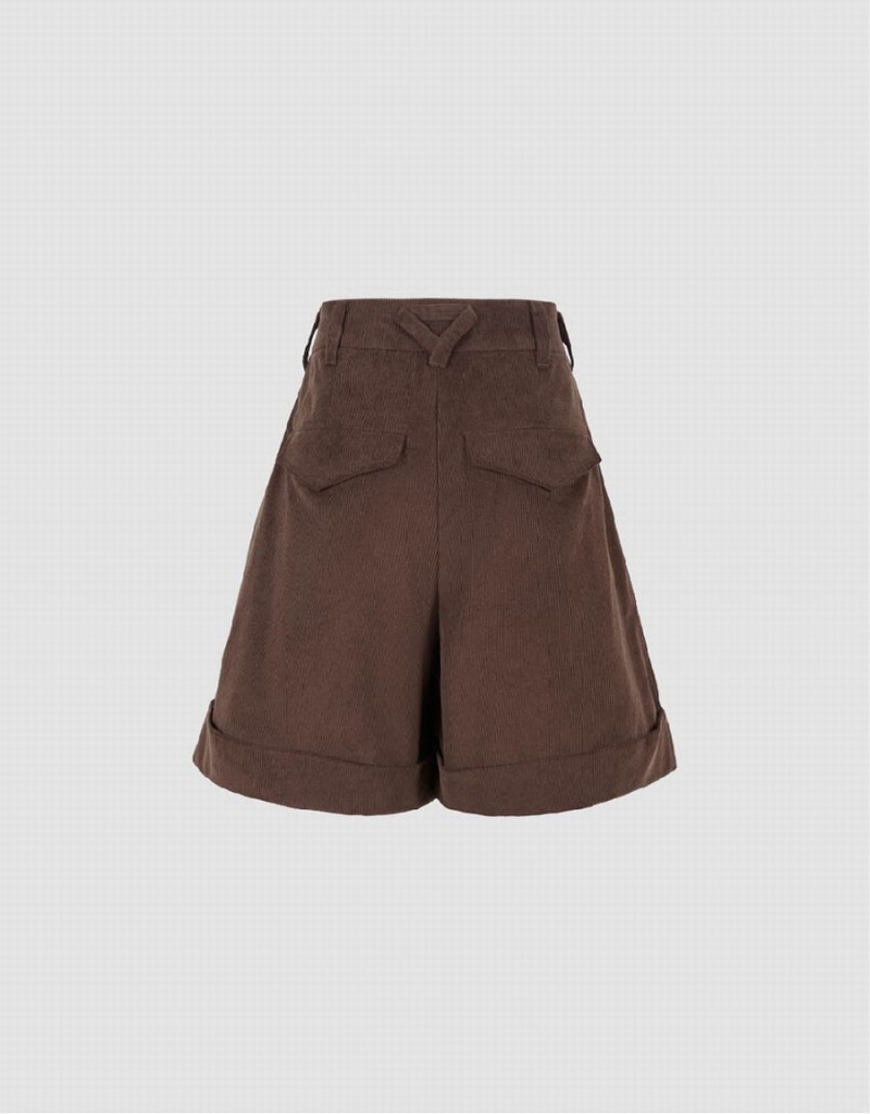 Dark Brown Women's Urban Revivo Urban Regular Shorts | DSA7791EX