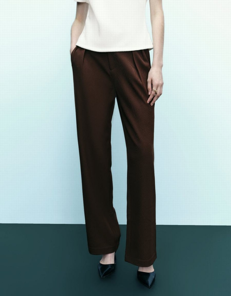 Dark Brown Women's Urban Revivo Wide-Leg Pants | DVH6150IZ