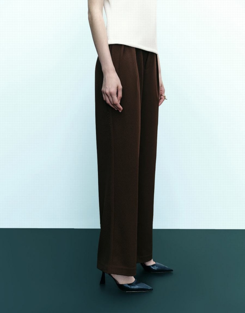 Dark Brown Women's Urban Revivo Wide-Leg Pants | DVH6150IZ