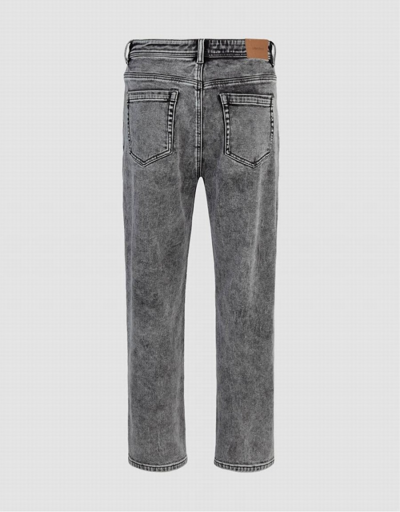 Dark Grey Men's Urban Revivo Straight Jeans | QGE901AF