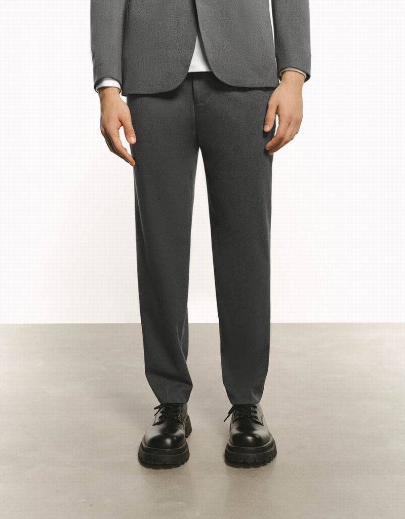 Dark Grey Men's Urban Revivo Tailored Straight Pants | RNT2982AW