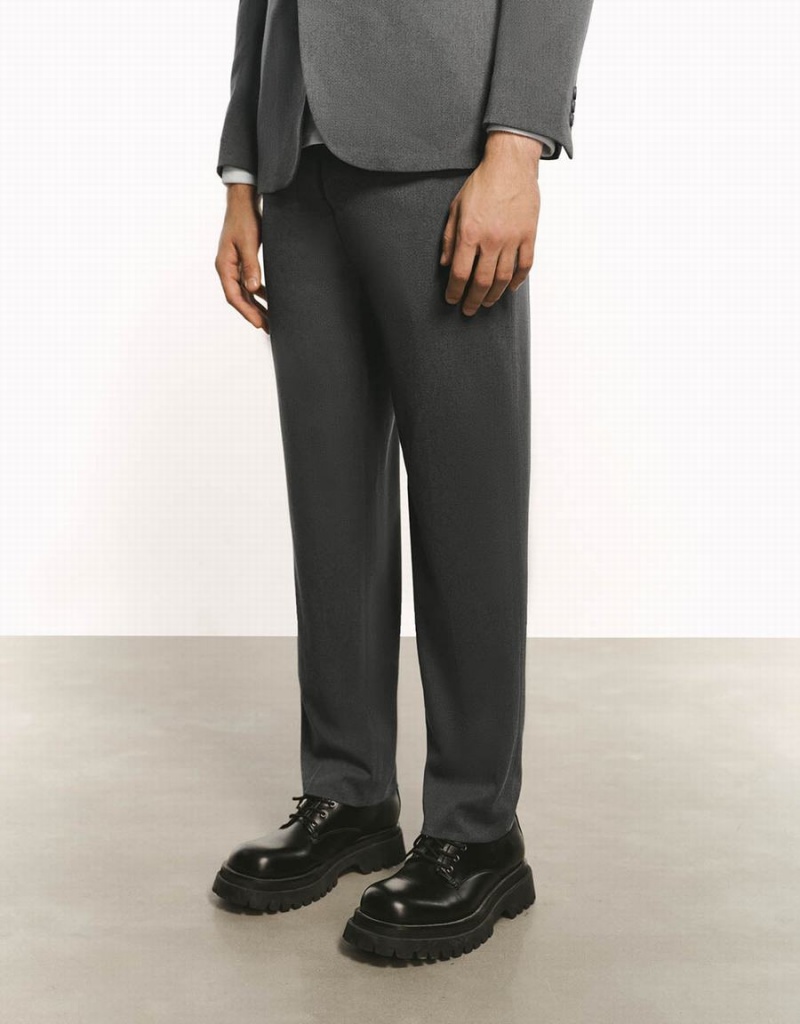 Dark Grey Men's Urban Revivo Tailored Straight Pants | RNT2982AW