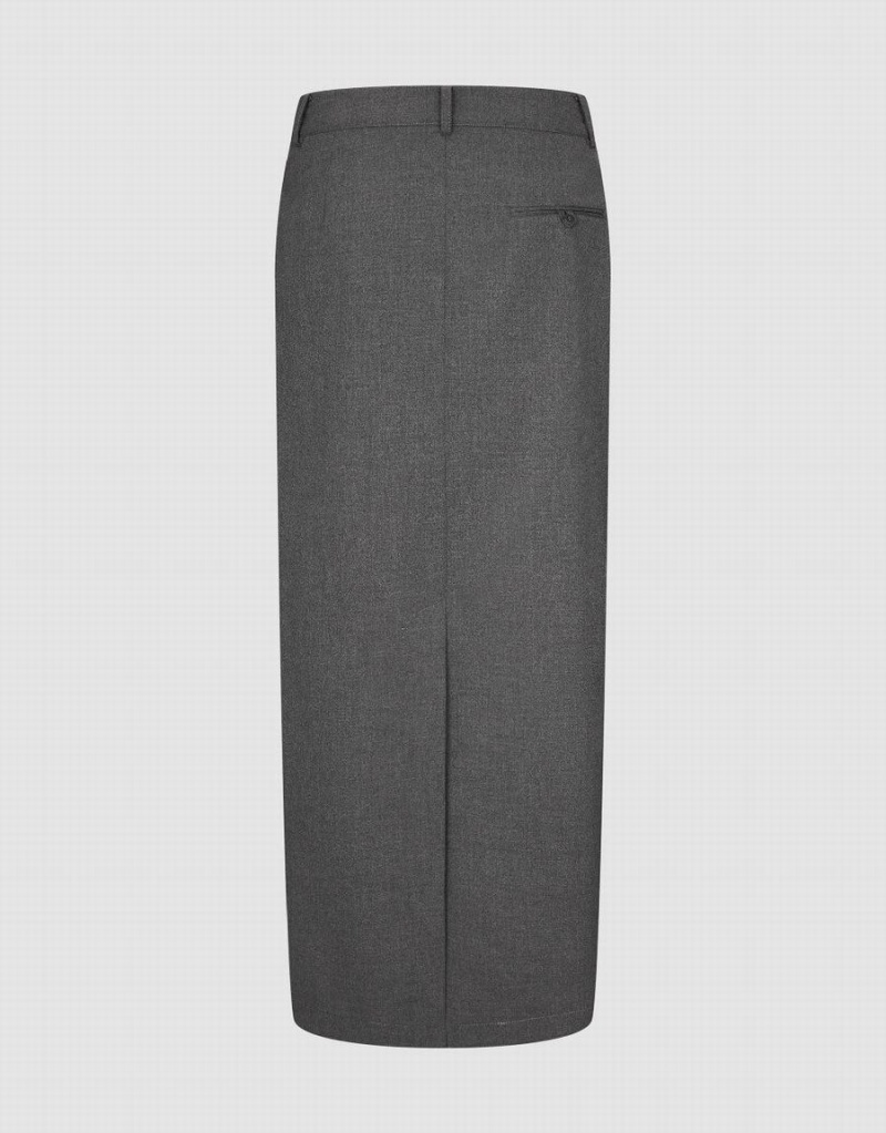 Dark Grey Women's Urban Revivo Maxi Straight Skirts | WIU6796NV