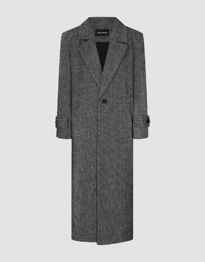 Dark Grey Women's Urban Revivo Notch Lapel Straight Woolen Coats | ZGJ1116EV