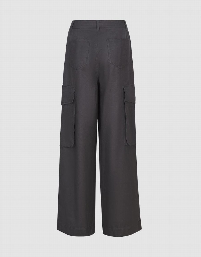 Dark Grey Women's Urban Revivo Wide-Leg With Pockets Pants | TGX7089VT