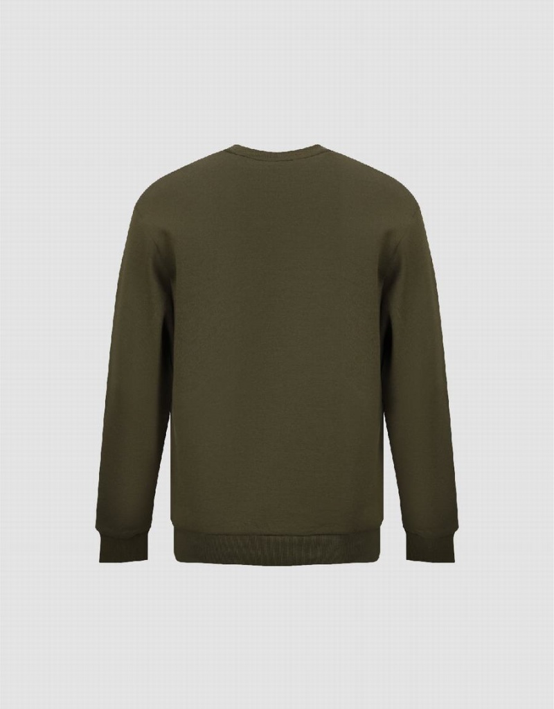 Green Men's Urban Revivo Crew Neck Straight Sweatshirts | FYD5713JQ