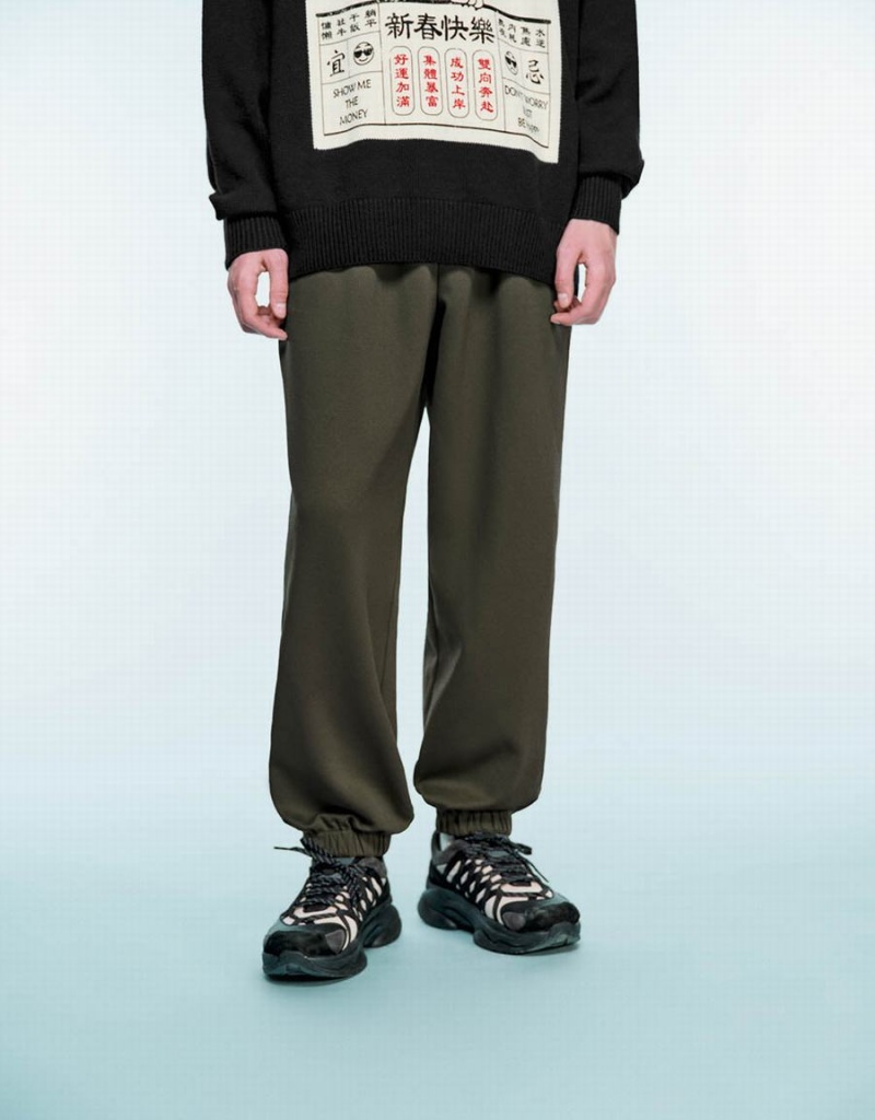 Green Men's Urban Revivo Drawstring Waist Jogger Pants | RYM8779LS