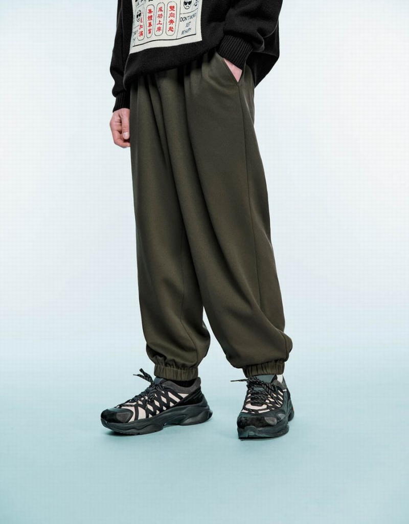 Green Men's Urban Revivo Drawstring Waist Jogger Pants | RYM8779LS