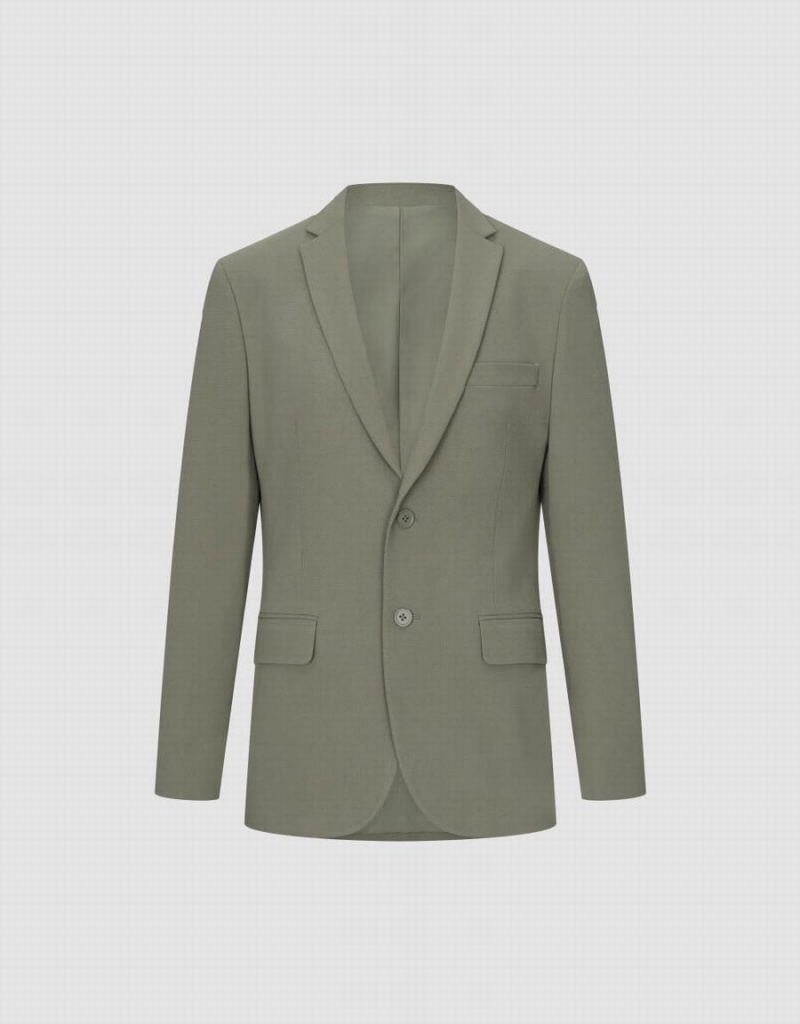 Green Men's Urban Revivo Notch Lapel Tailored Blazers | ASM3929LK