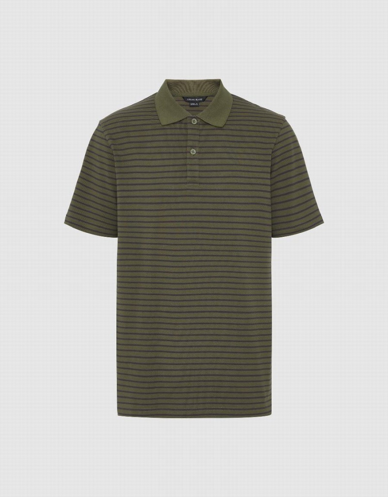 Green Men's Urban Revivo Striped T Shirts | TKV5347QM